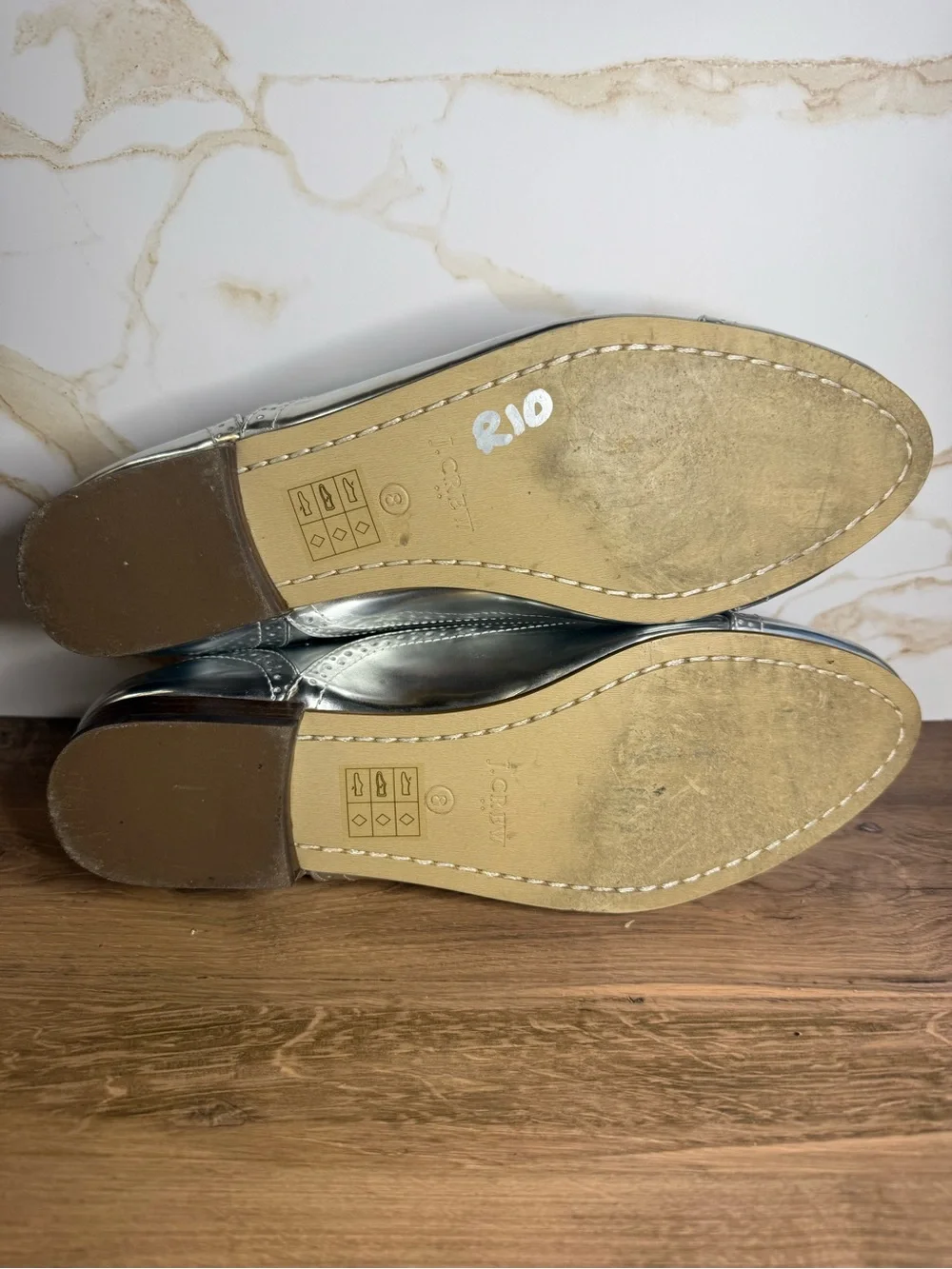 Silver J. Crew Brogue Oxfords